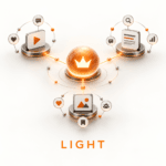 AI Zichtbaarheid & Online Autoriteit – Light Illustratie van een compact netwerk voor AI Zichtbaarheid & Online Autoriteit Light
